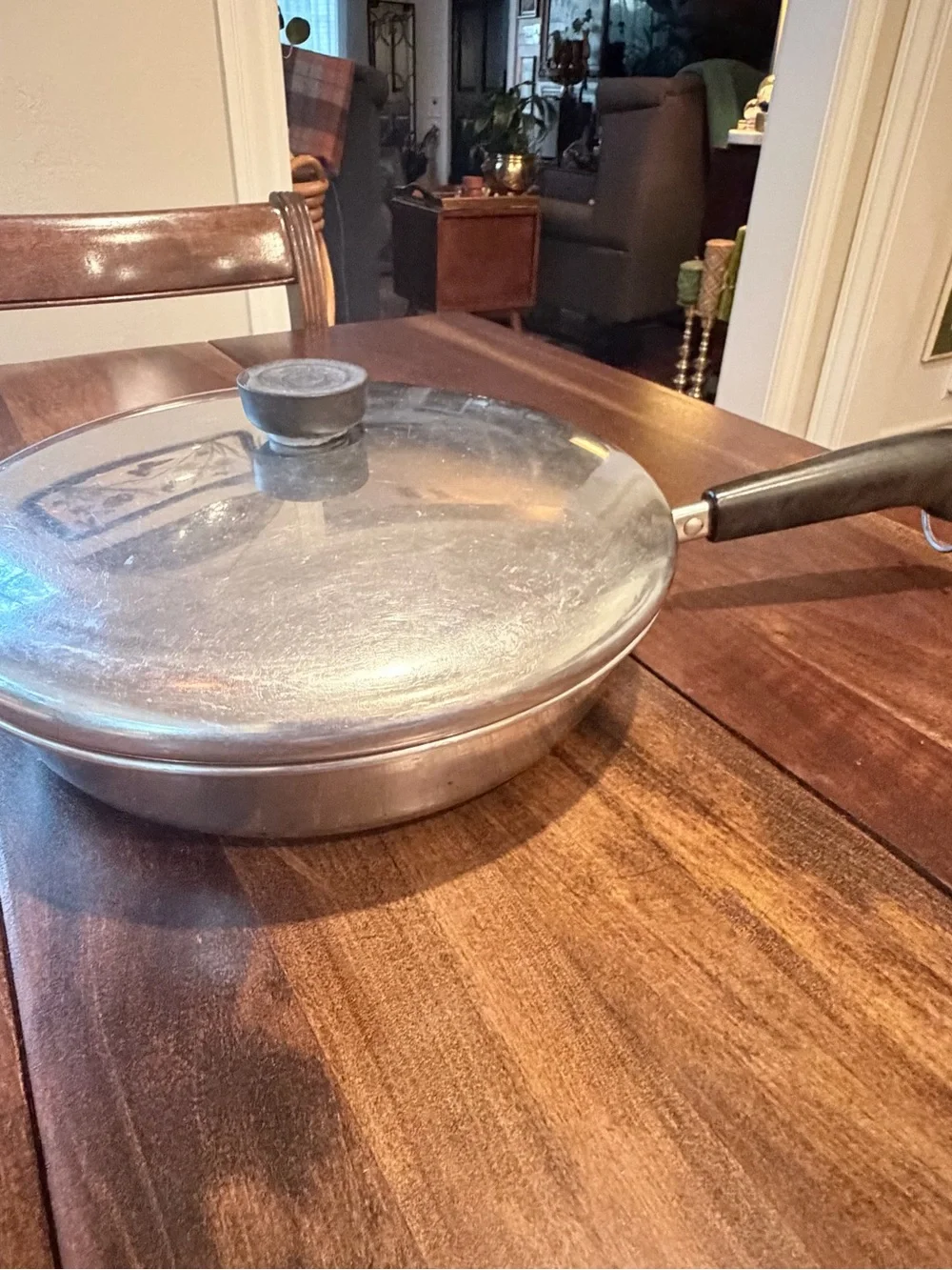 Vintage Revere Ware 10 Inch Skillet with Lid, Copper Bottom Frying Pan